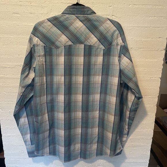 Americana Rodeo Workwear Wrangler Authentic Western Wear PearlSnap Plaid Shirt L - Picture 6 of 6